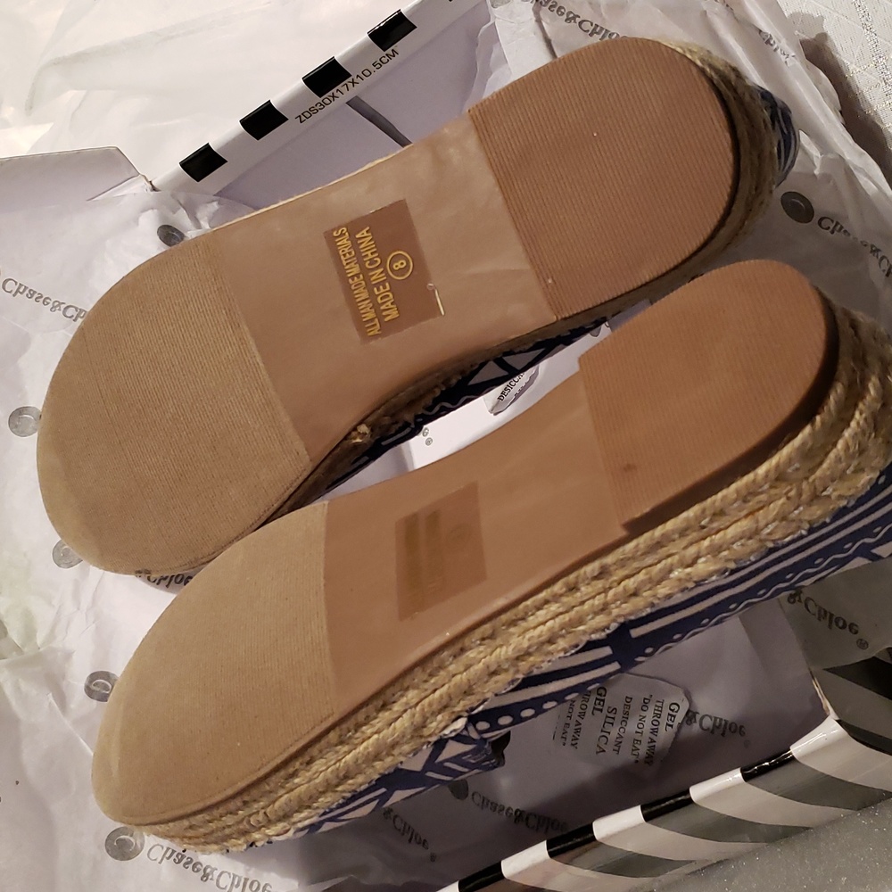 Chase & Chloe New Espadrilles Jute Platform Flats Slip-On NIB Women's 8 - Picture 13 of 16
